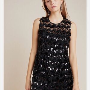 Anthropologie Black Sequin Mini Dress